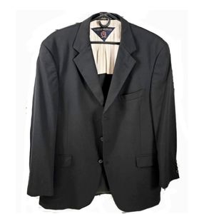 VTG Made USA Men's 42R Tommy Hilfiger Dark Black 3 Button Ventless Blazer